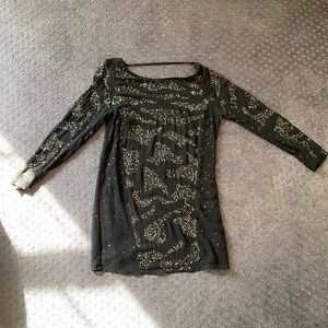 Long sleeve and low back  lsequin mini dress